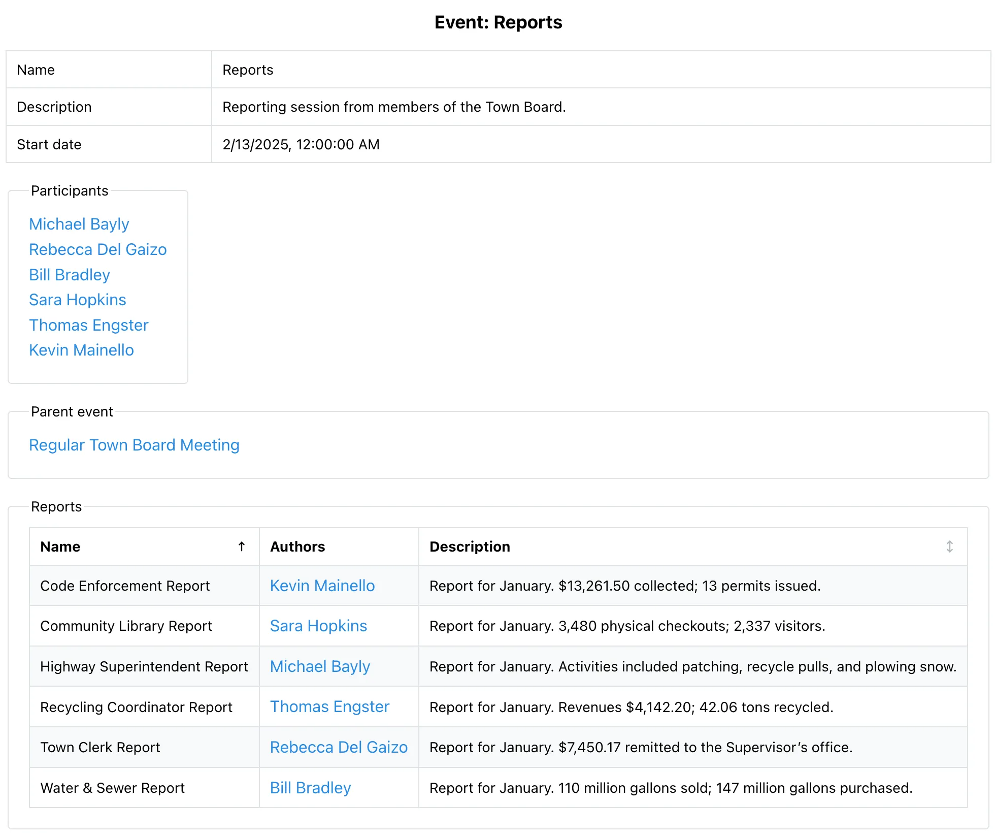 Reports screenshot